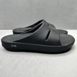 OOFOS OOahh Womens Size 10 Sandals Black Recovery Lightweight Comfort Slides